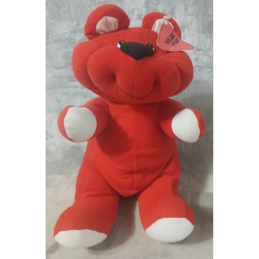 Vtg 1991 Sugar Loaf Red Bear Plush Stuffed Animal Retro Carnival Toy 90s READ